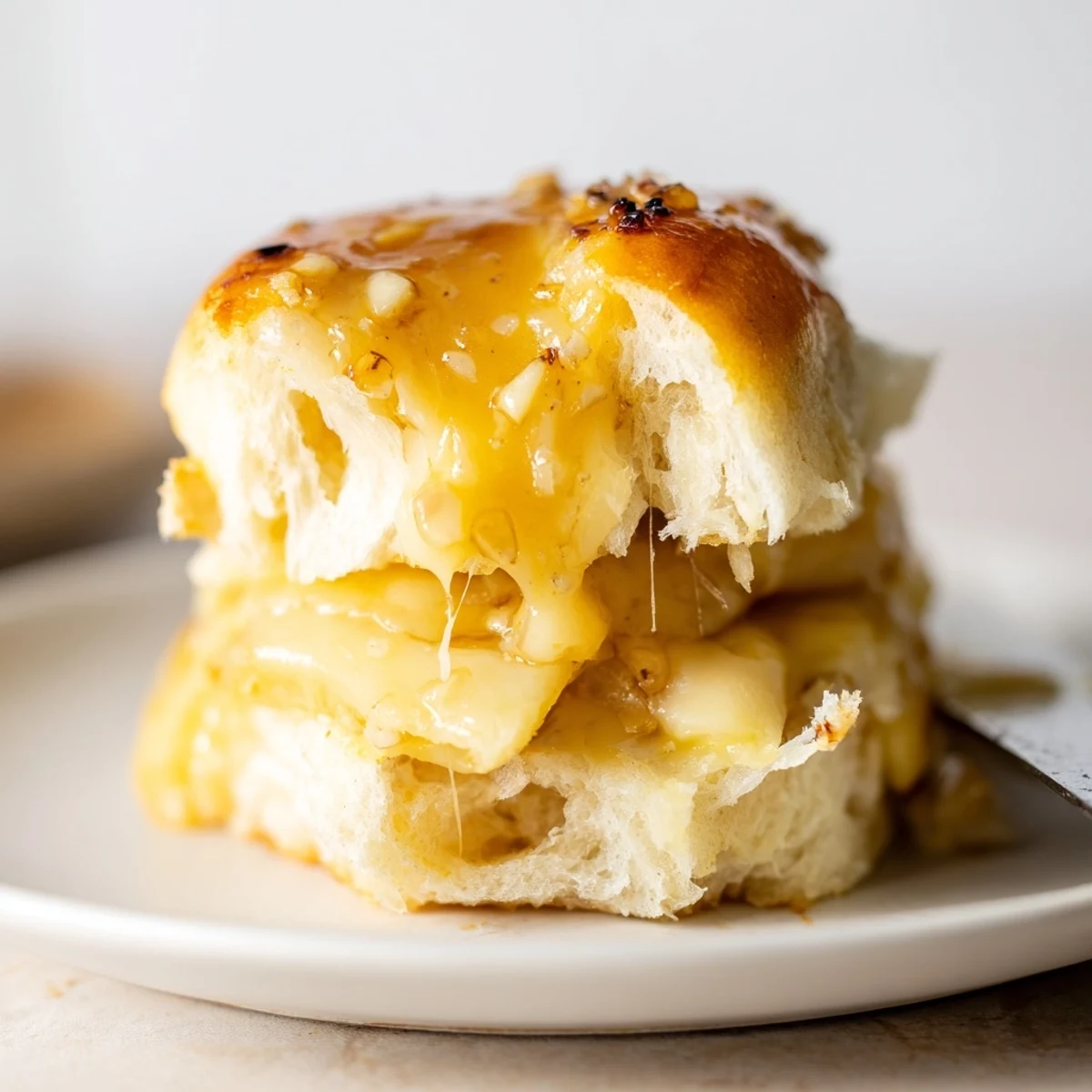 Warm Mini Grilled Cheese Hawaiian Rolls Recipe served with steaming tomato soup