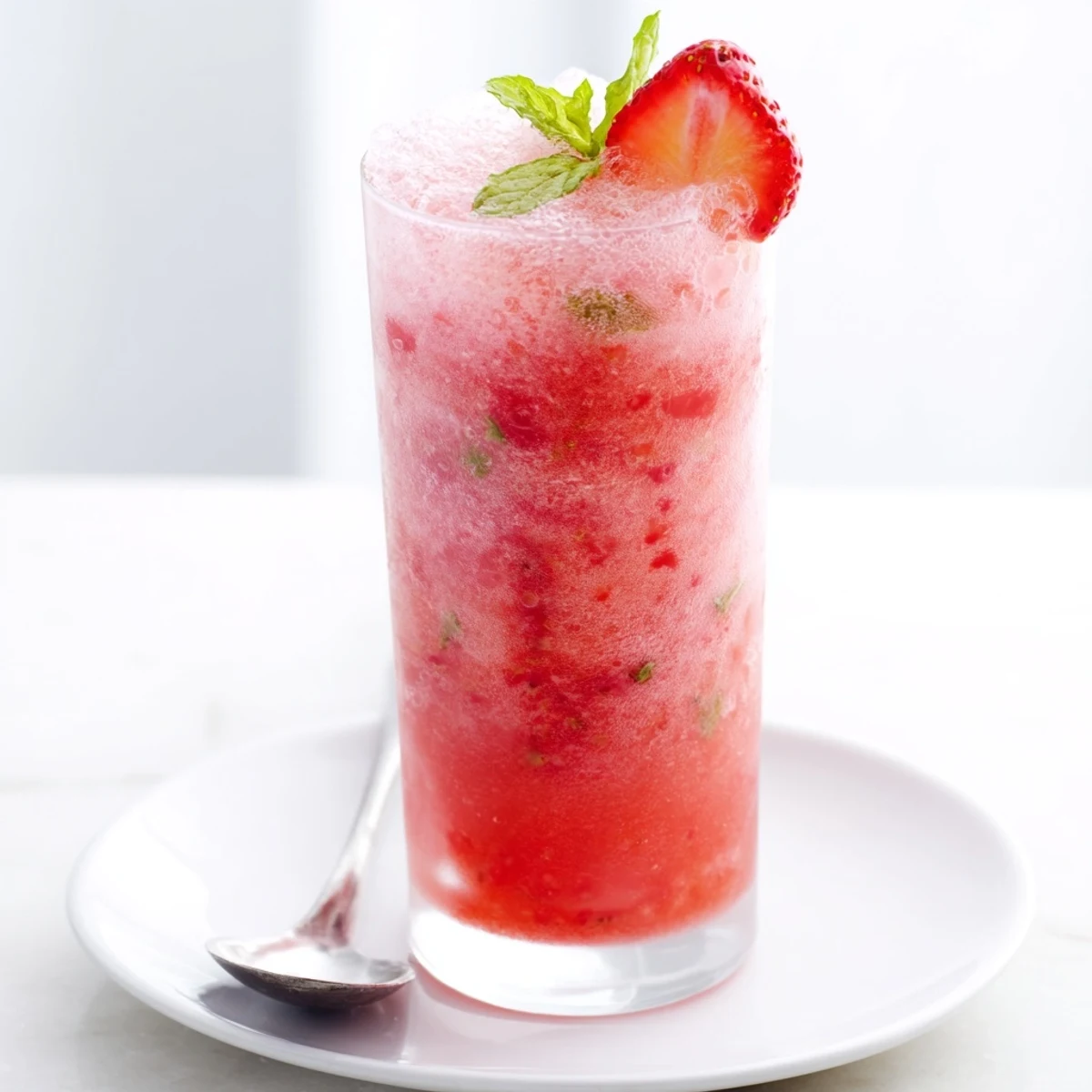Summer ready Strawberry Coconut Cooler Recipe blended with lime, creamy coconut, crushed ice.