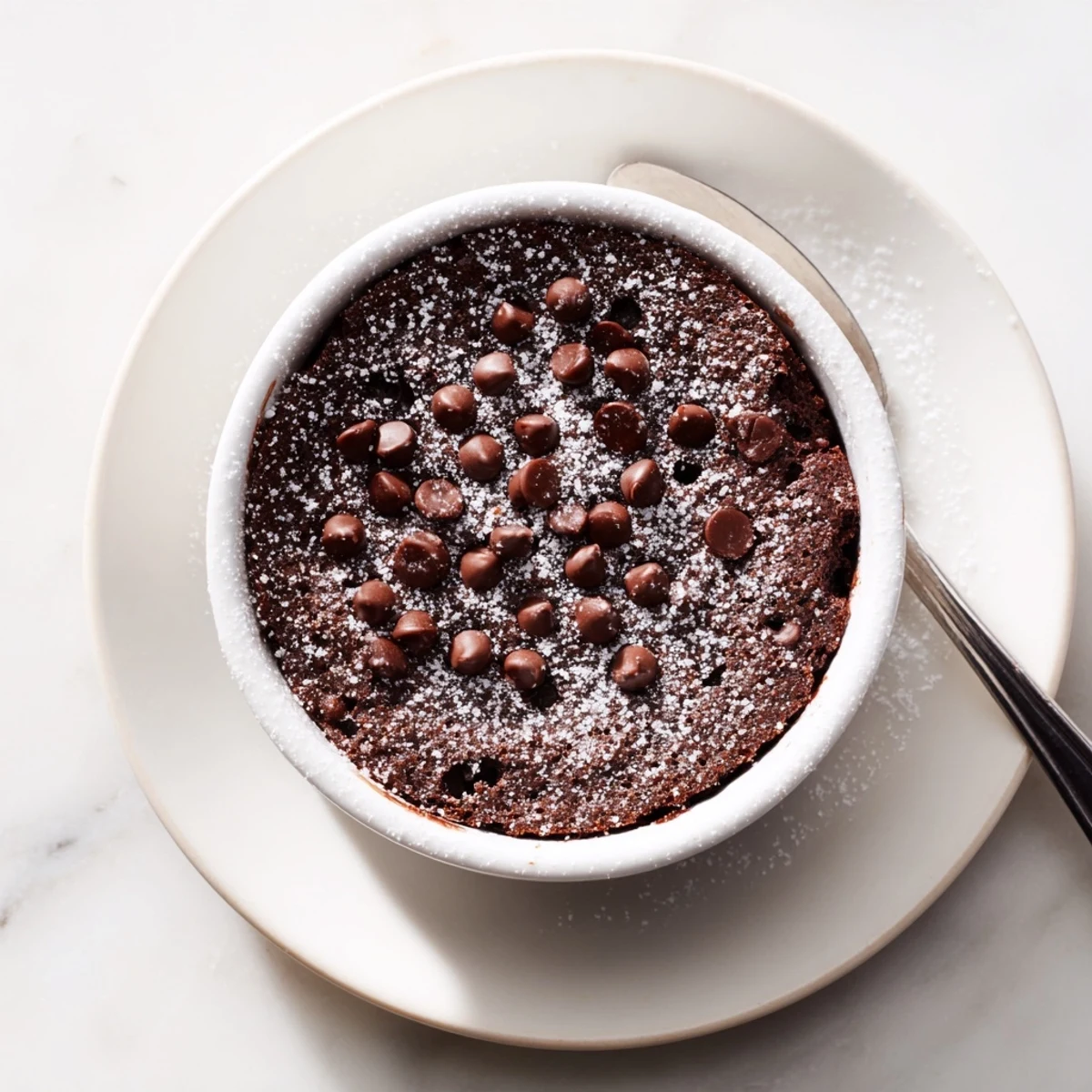 Decadent individual chocolate cake topped with fresh berries and whipped cream