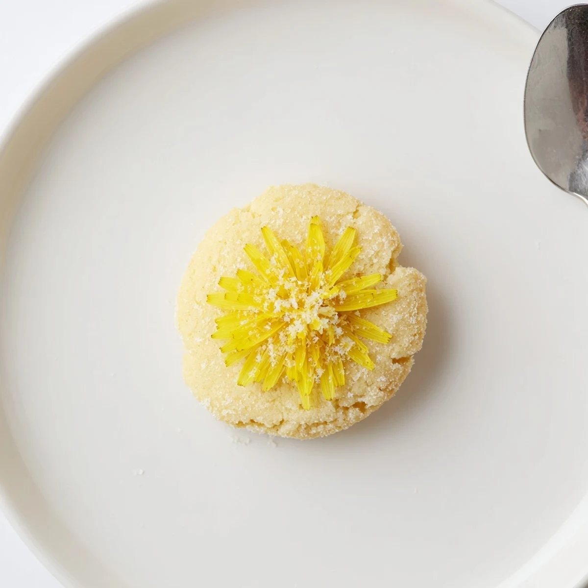 Magical Dandelion Cookies Recipe on parchment, golden edges and lemon scent