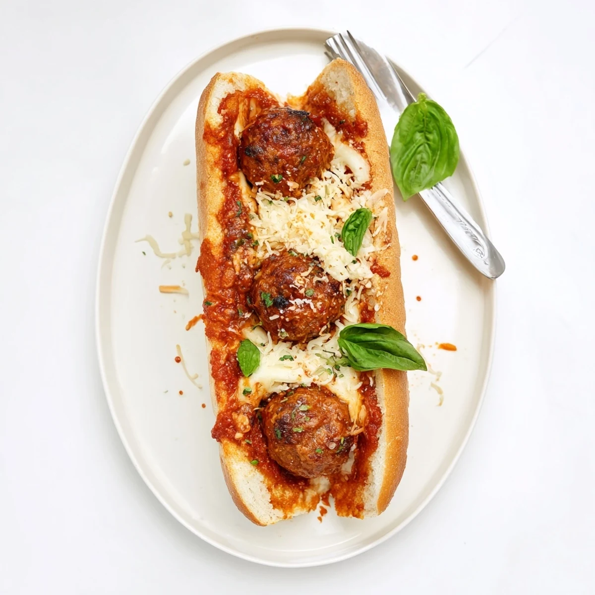 Warm Cheesy Meatball Subs nestled in toasted rolls, bubbling marinara, ready to share