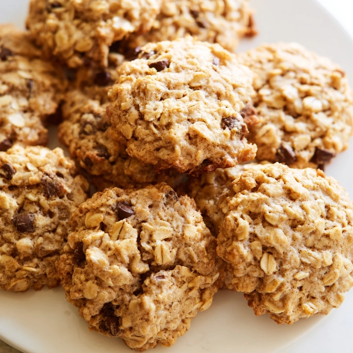Golden chewy banana oatmeal cookies fresh from the oven on parchment paper